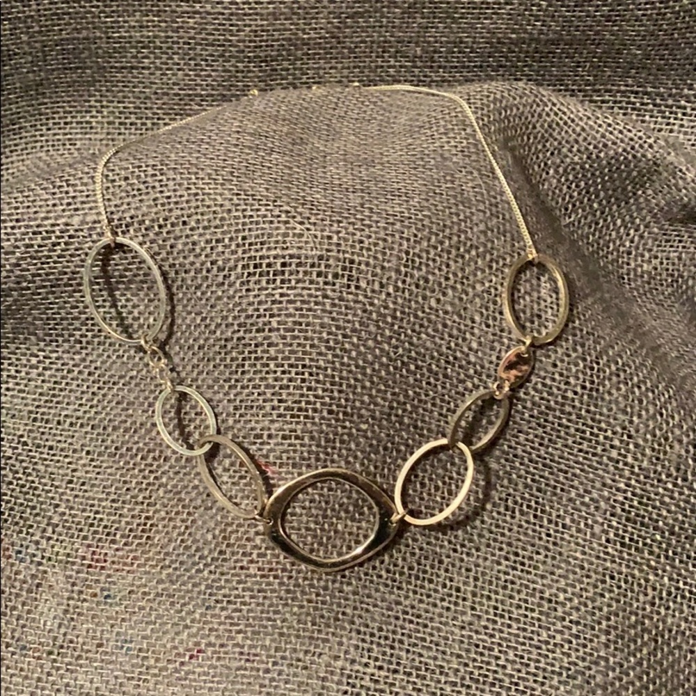 Short Silver Asymmetrical Link Necklace